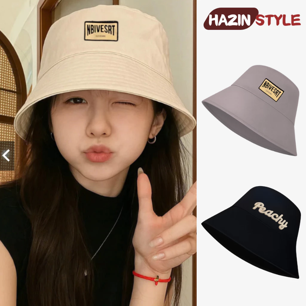 Mũ bucket HAZIN thêu chữ NBIVESRT, nón vành tròn form mềm dành cho nam nữ chất vải kaki đi học đi chơi siêu xinh