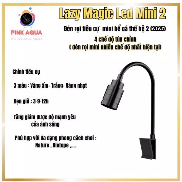 Đèn rọi LAZY MAGIC (3w) chỉnh tiêu cự thế hệ mới 2025 -4 chế độ đa năng: Đổi 3 màu- Tiêu cự- Tăng giảm sáng- Hẹn giờ.