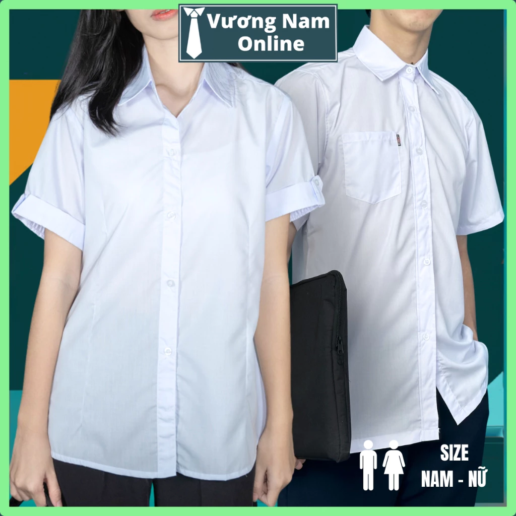 Áo sơ mi nữ trắng đi học sinh tay NGẮN DÀI hàng tiêu chuẩn vải kate tốt cấp 1 2 và 3 vạc bầu VNO95