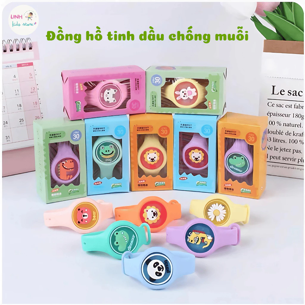 Đồng Hồ Đeo Tay Tinh Dầu Đuổi Muỗi Có Đèn Phát Sáng, Tinh Chất Tự Nhiên An Toàn Cho Bé