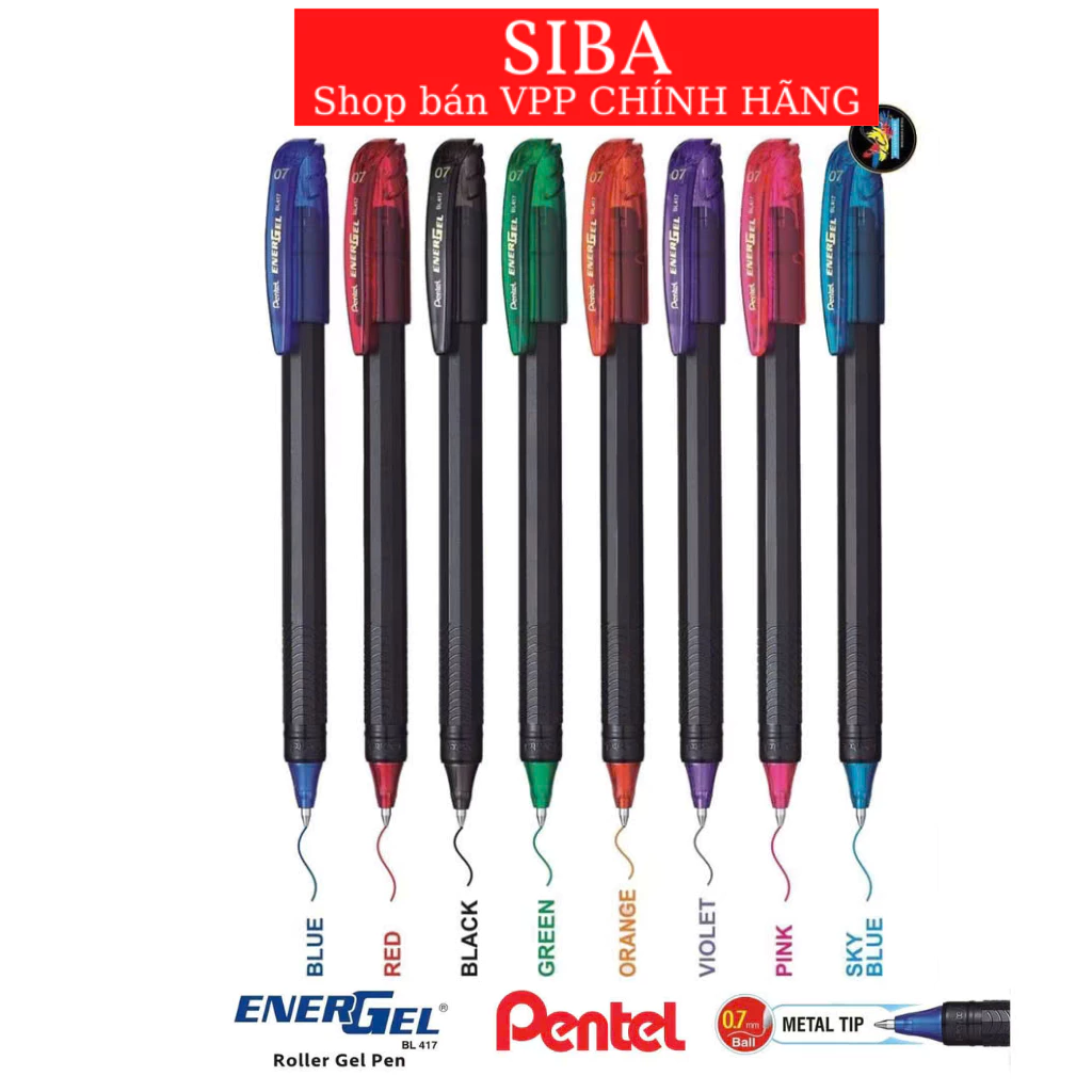 Bút gel Pentel size ngòi 0.7mm/ bút mực nước ngòi METAL TIP các màu mực BL417