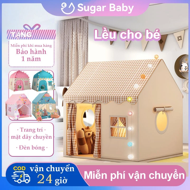 Lều cho bé,Lều công chúa và hoàng tử, ngôi nhà an toàn cho bé, Tặng kèm đèn trang trí miễn phí