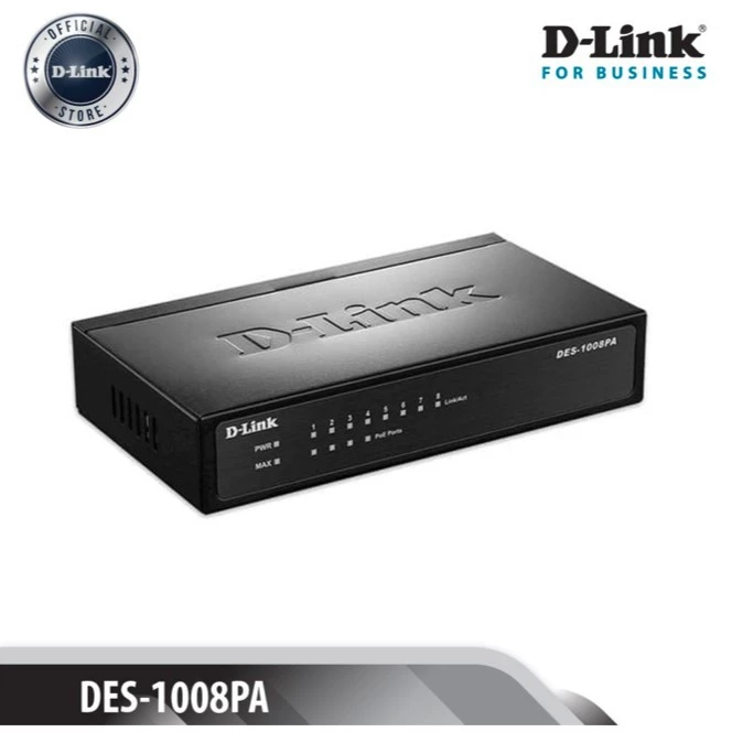 D-LINK DES-1008PA - Bộ chia cổng mạng 8 cổng 10/100 Mbps với 4 cổng PoE