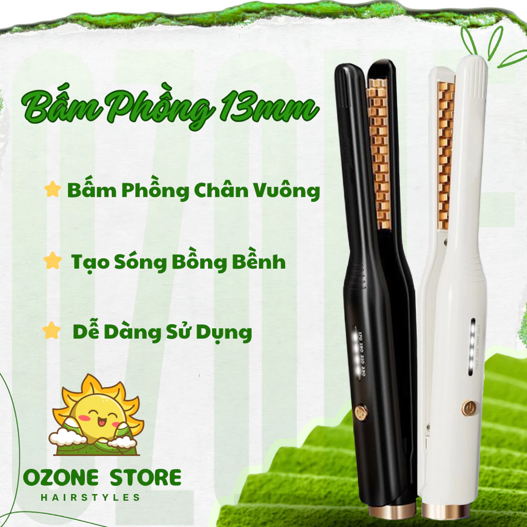 Máy Bấm Phồng Nam Nữ Mini O_ zone, Máy Tạo Kiểu Tóc, Máy Dập Phồng Tóc Chân Vuông Nhỏ Gọn Tiện Lợi