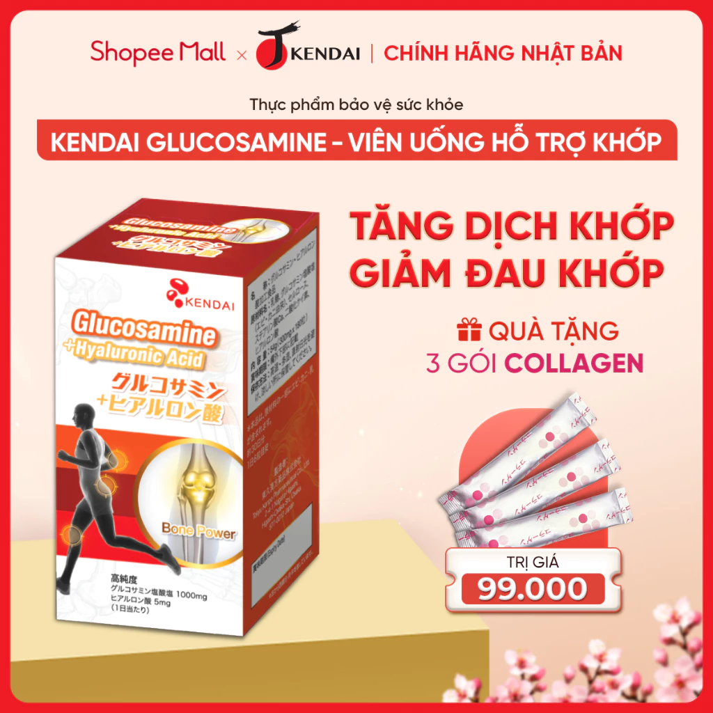 Viên Uống Hỗ Trợ Xương Khớp KENDAI Glucosamine Nhật Bản Tăng Dịch Khớp, Chống Thoái Hóa Hộp 180 Viên