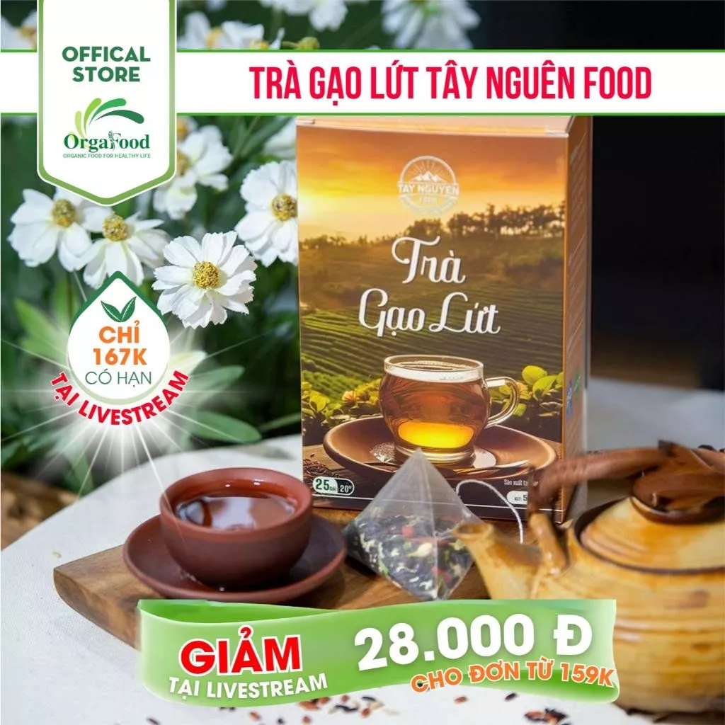 Trà Gạo Lứt Túi Lọc Tây Nguyên Food - Việt Nam Hộp 500g Thanh Lọc Cơ Thể Healthy Thu Nhi Eatclean