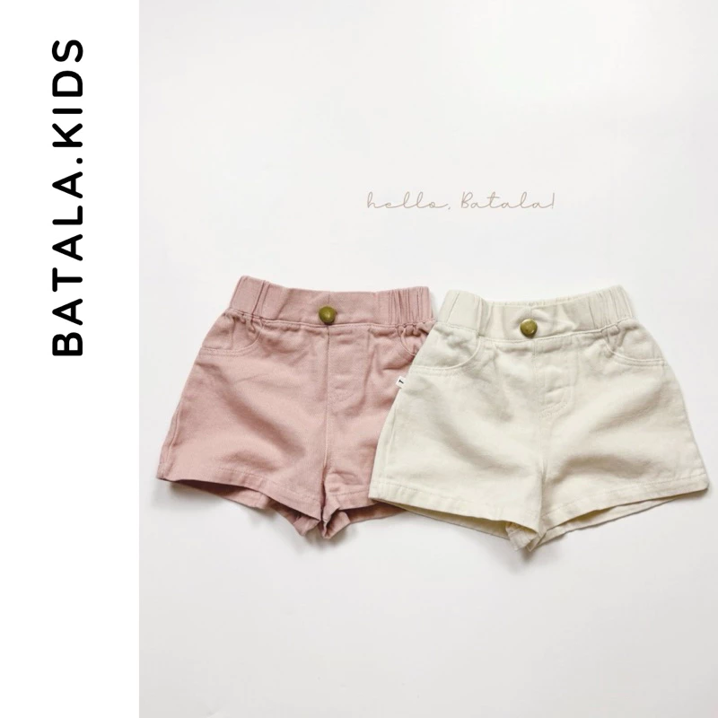 Quần short quần đùi bé gái bé trai Batala Kids, QUẦN SHORT KAKI 2 MÀU HỒNG TRẮNG cho bé từ 8-25kg (1-6 tuổi)