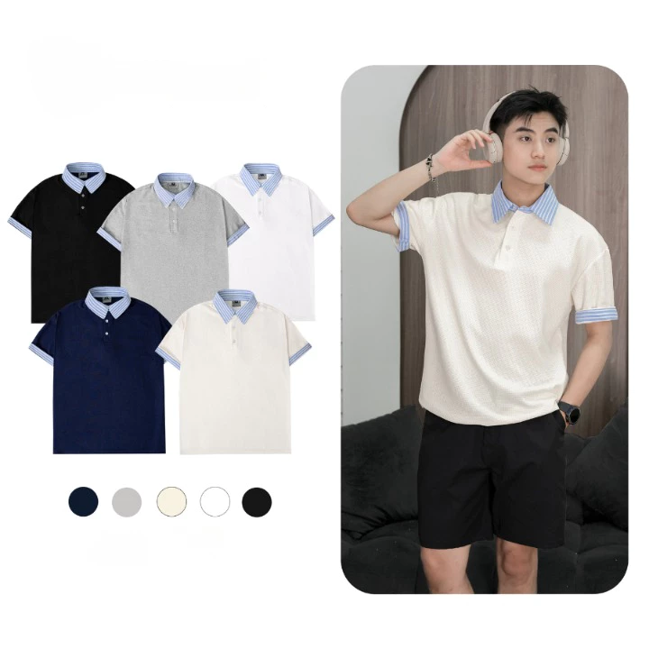 Áo Polo Nam Unisex Cổ Sơ Mi Kẻ Sọc – Áo Thun Cotton Tổ Ong Hot Trend Queenstore