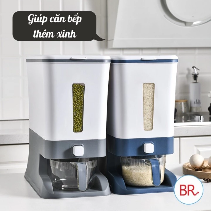 Thùng đựng gạo thông minh 10 Lít gia đình đa năng - Thùng đựng gạo 10kg đựng đồ khô chống ẩm mốc