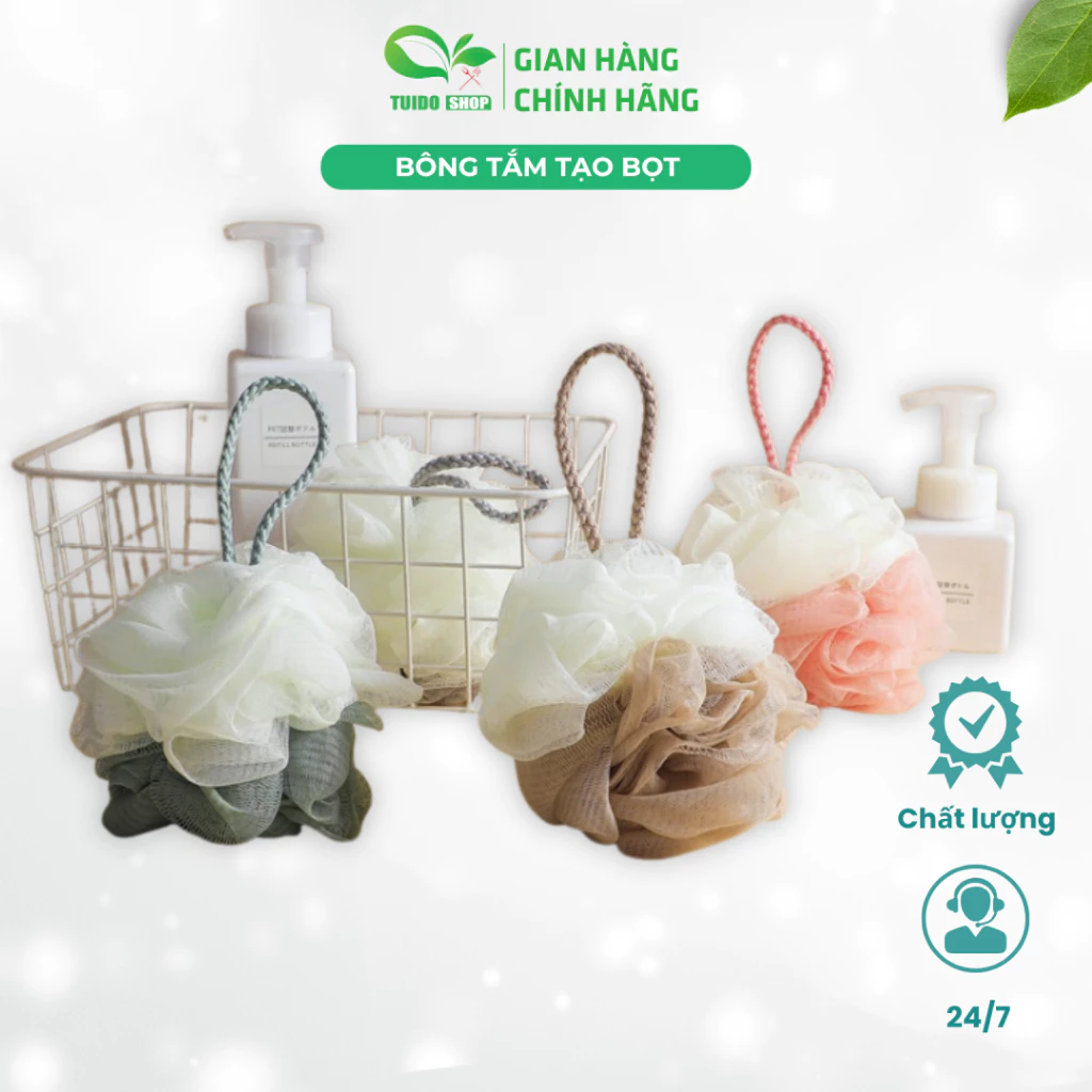 Bông tắm tạo bọt hình hoa nhiều màu sắc giúp tẩy tế bào chết làm sạch da - TUIDO SHOP