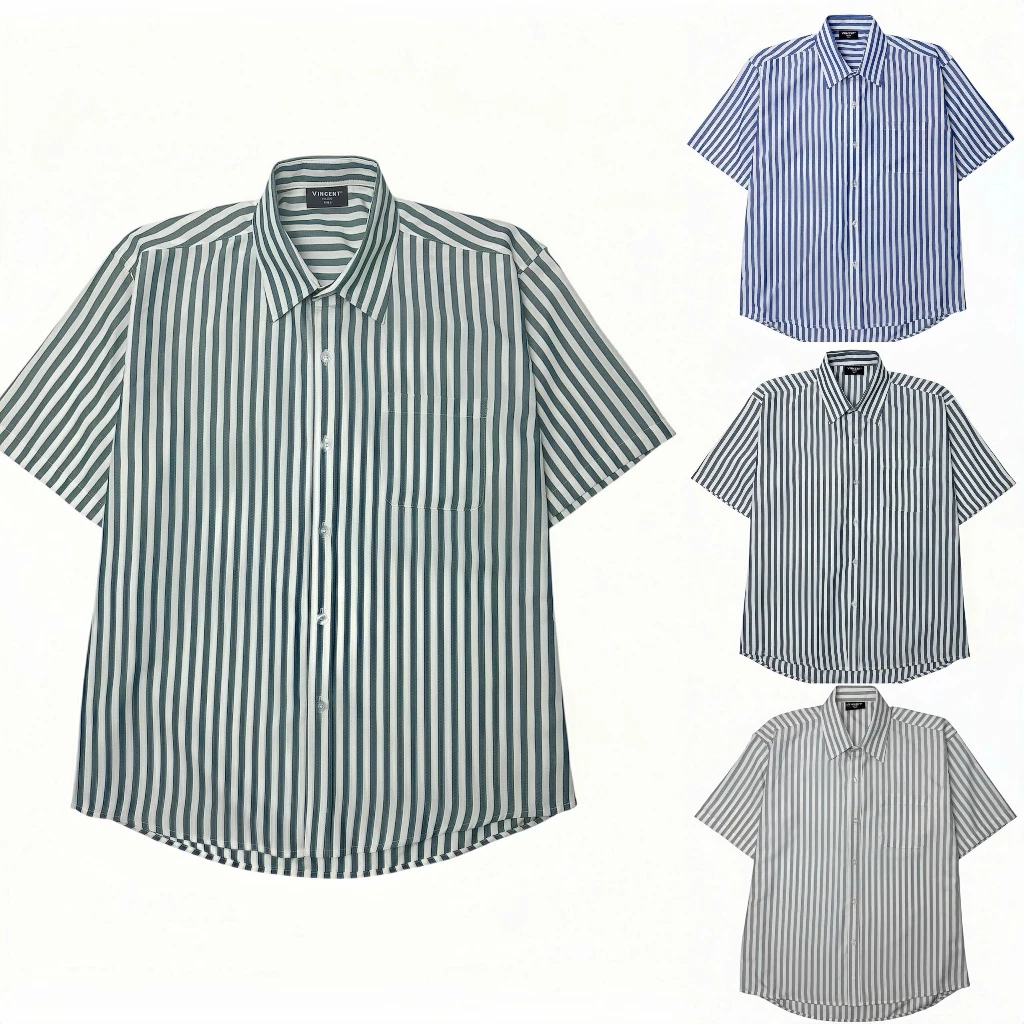 Áo Sơ Mi Vincent Tay Ngắn Chất Vải Sọc Kate Cao Cấp Phom Regular Unisex
