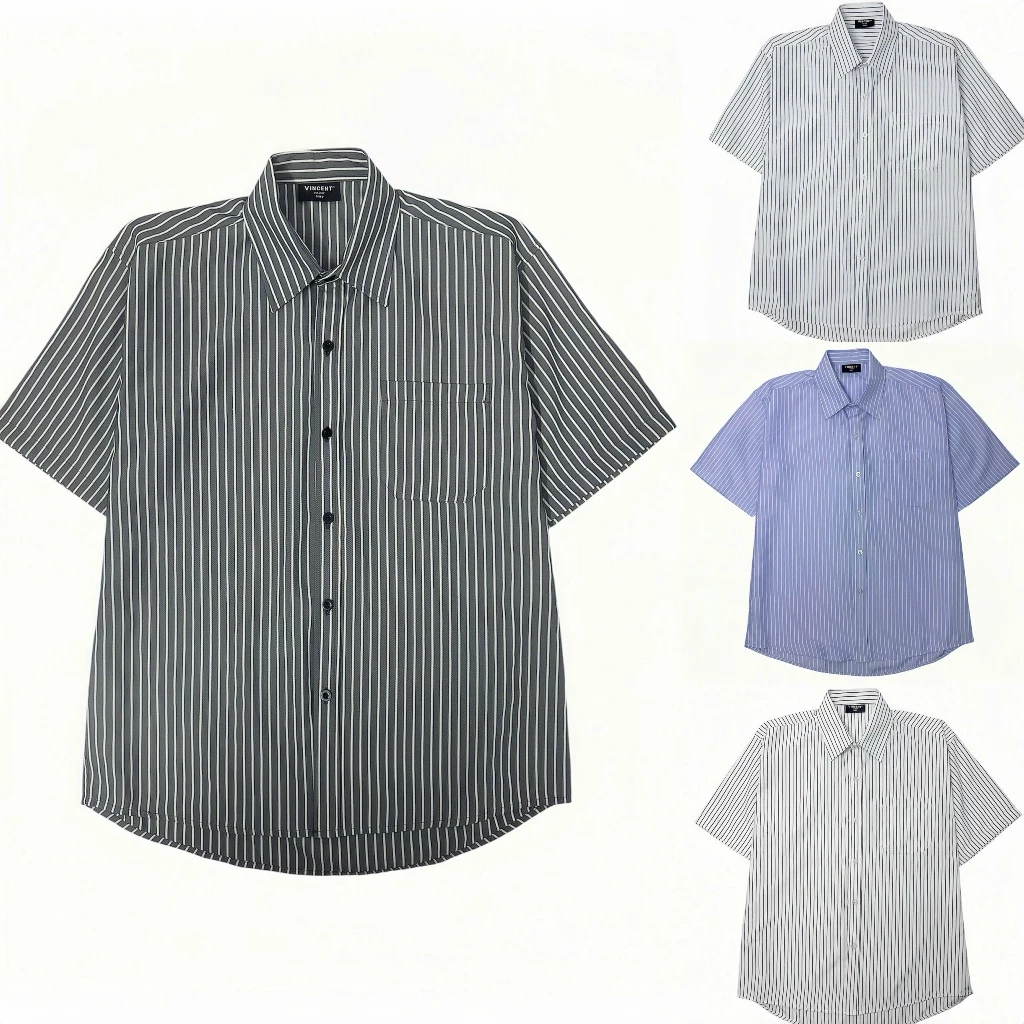 Áo Sơ Mi Tay Ngắn Vincent Chất Vải Oxford Sọc Cotton Phom Regular Unisex