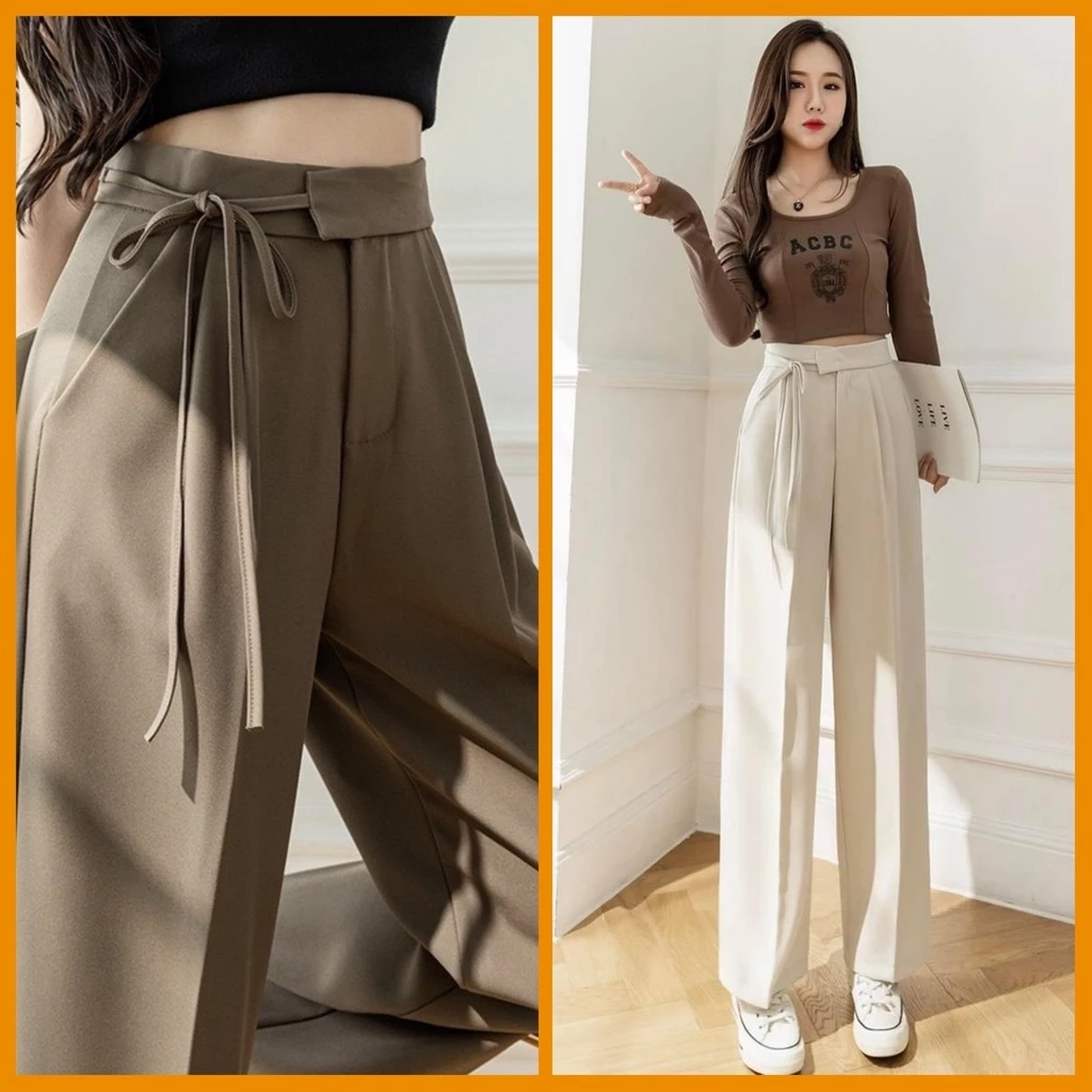 Quần ống rộng thắt dây nơ vải Ruby cao cấp dài 100cm siêu hot MA25