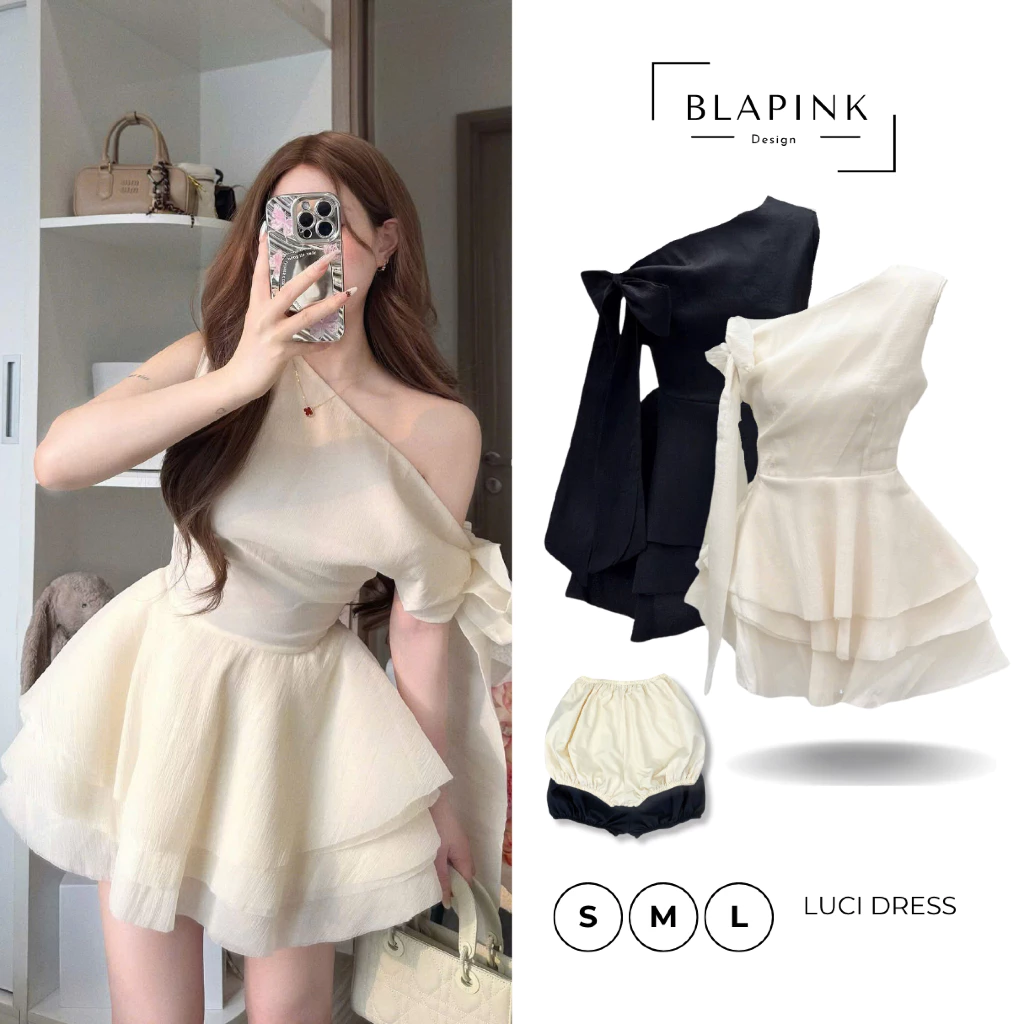 Váy Tiểu Thư Sang Chảnh Cột Nơ Chân Váy Xoè Tầng Tặng Kèm Quần Bảo Hộ - Luci Dress