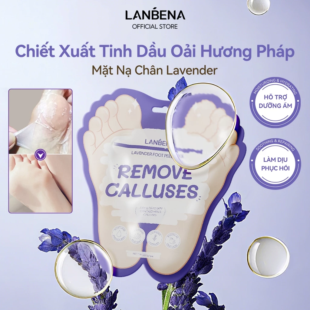 LANBENA 2pcs Mặt nạ lột chân Lanbena(40g) -hoa oải hương tẩy da chết triệt để giảm nếp nhăn cho da mịn màng Skincare
