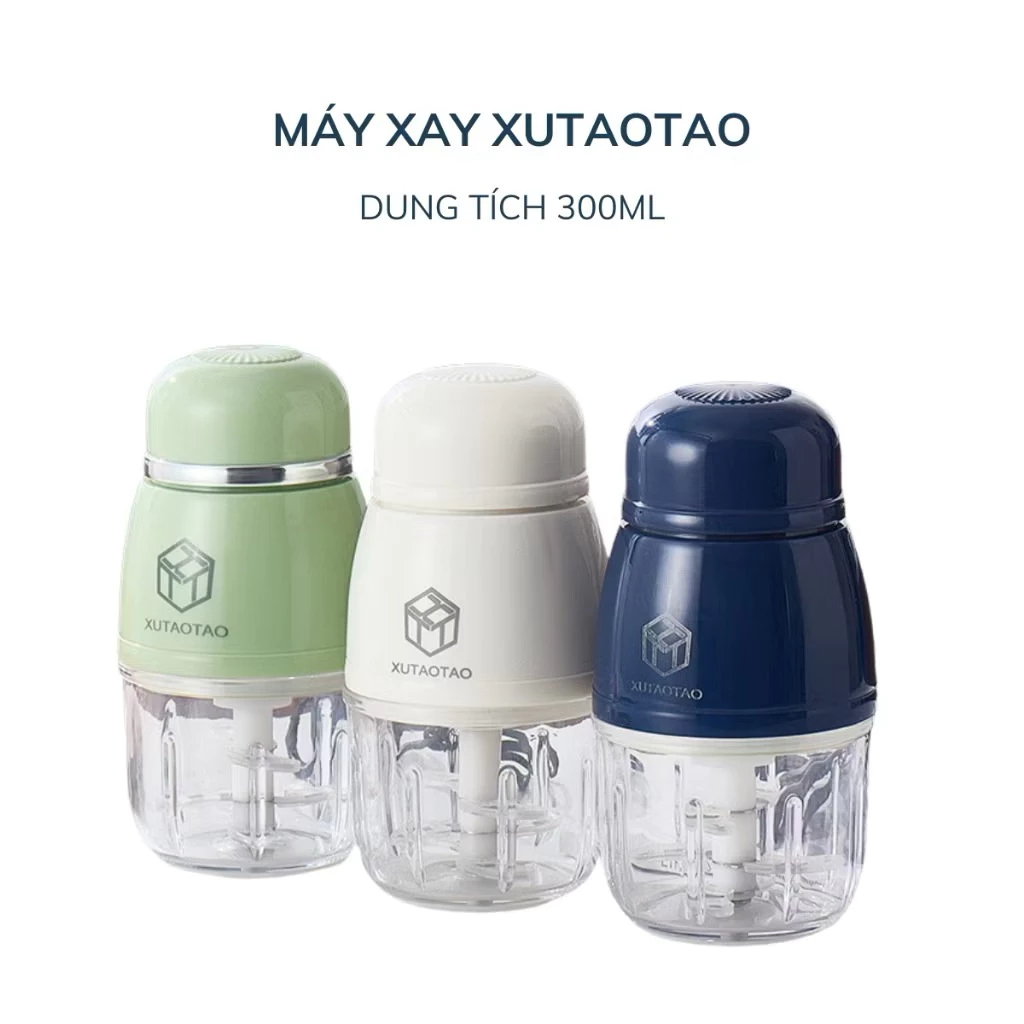 ( Ngẫu Nhiên )Máy Xay Ăn Dặm 6 Lưỡi Cối Thủy Tinh XuTaoTao Đa Năng Cầm Tay Dung Tích 300ml, Máy xay ăn dặm mini đa năng