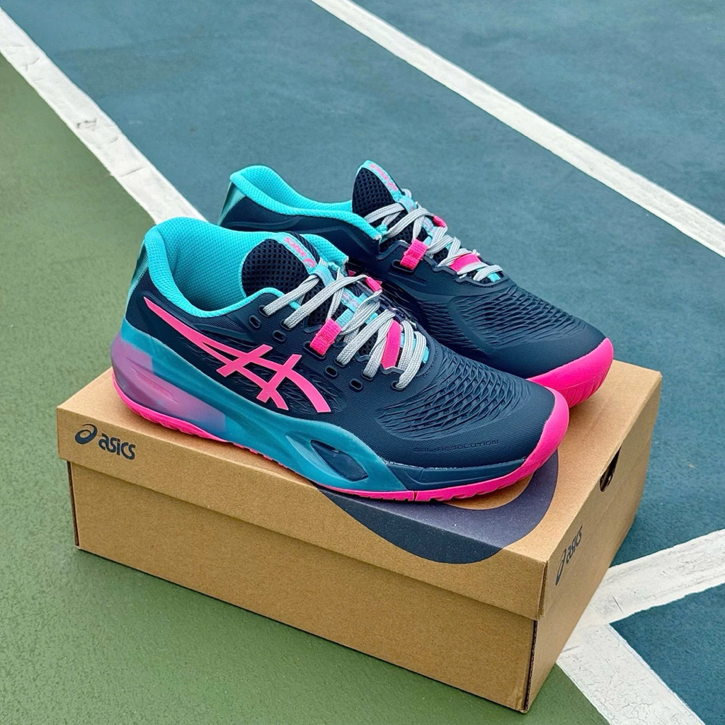 [ Hàng Sẵn ] Giày thể thao Gel X chơi pickleball,tenis,gym,..màu navy đế hồng bản cao cấp