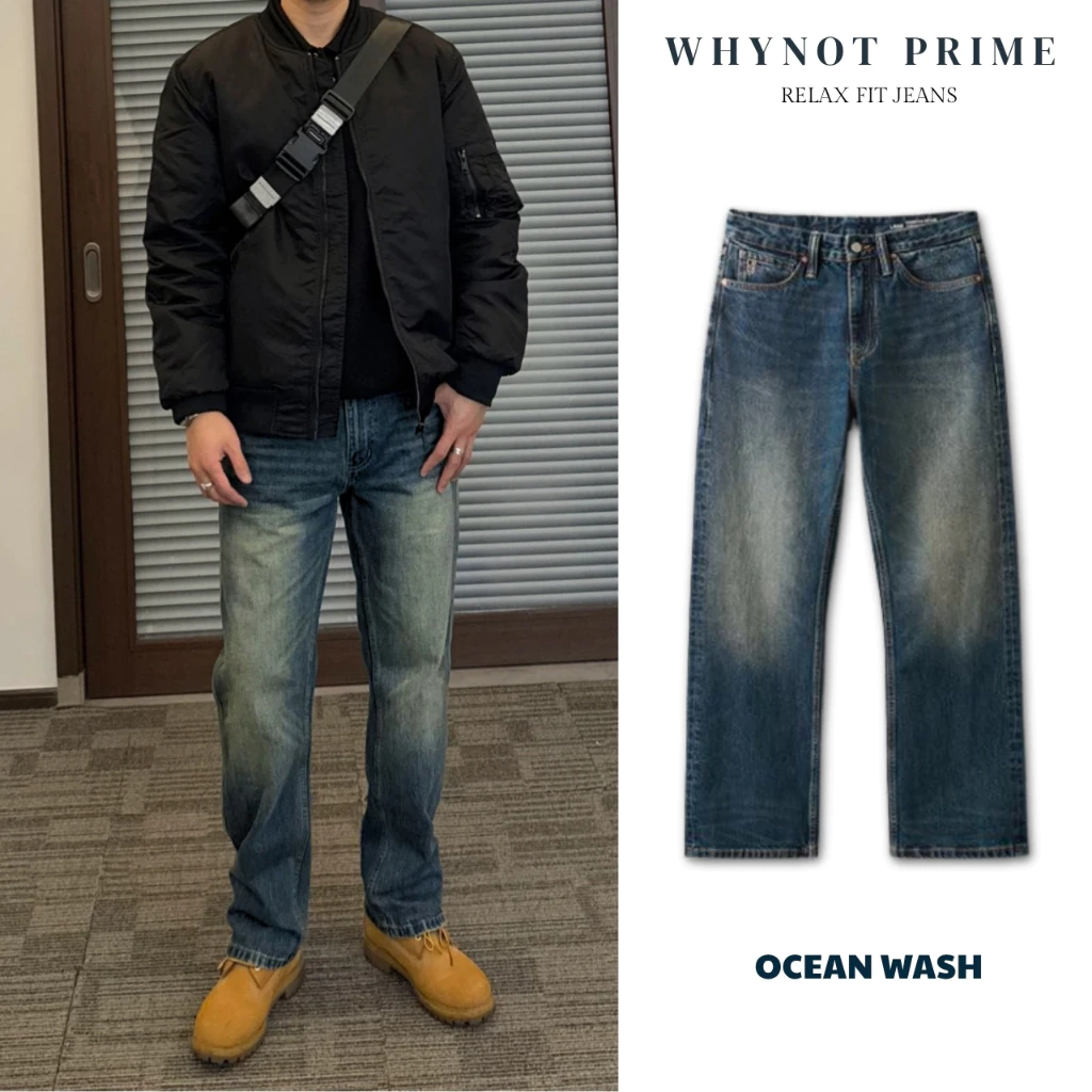 Quần Jean Nam Ống Suông Đứng Màu Xanh Đậm Ocean Wash WN PRIME, Quần Bò Nam Nữ Suông Rộng Có BigSize