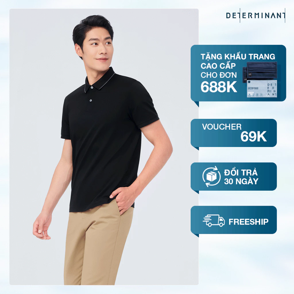 Áo thun polo nam cao cấp DETERMINANT - 100% cotton- chống xù, mềm mại - P22