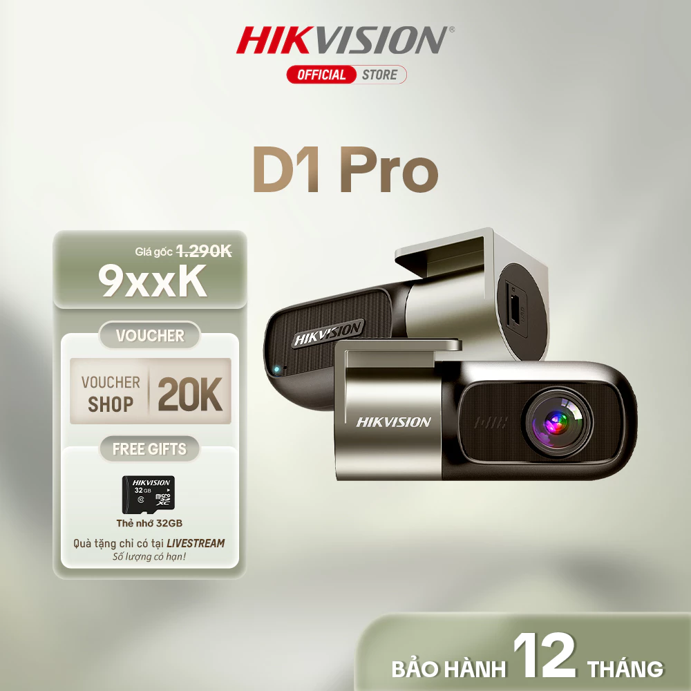 Camera Hành Trình Hikvision D, D1 Pro – 2K, Xoay 360, Khẩu F1.55 đêm rõ, cảm biến G, Giám Sát Đỗ Xe, BH 12T