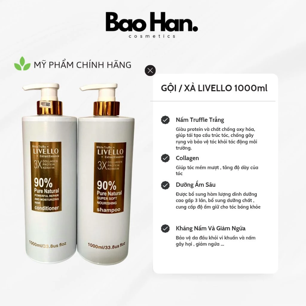 DẦU GỘI / XẢ / HẤP LIVELLO 1000ml
