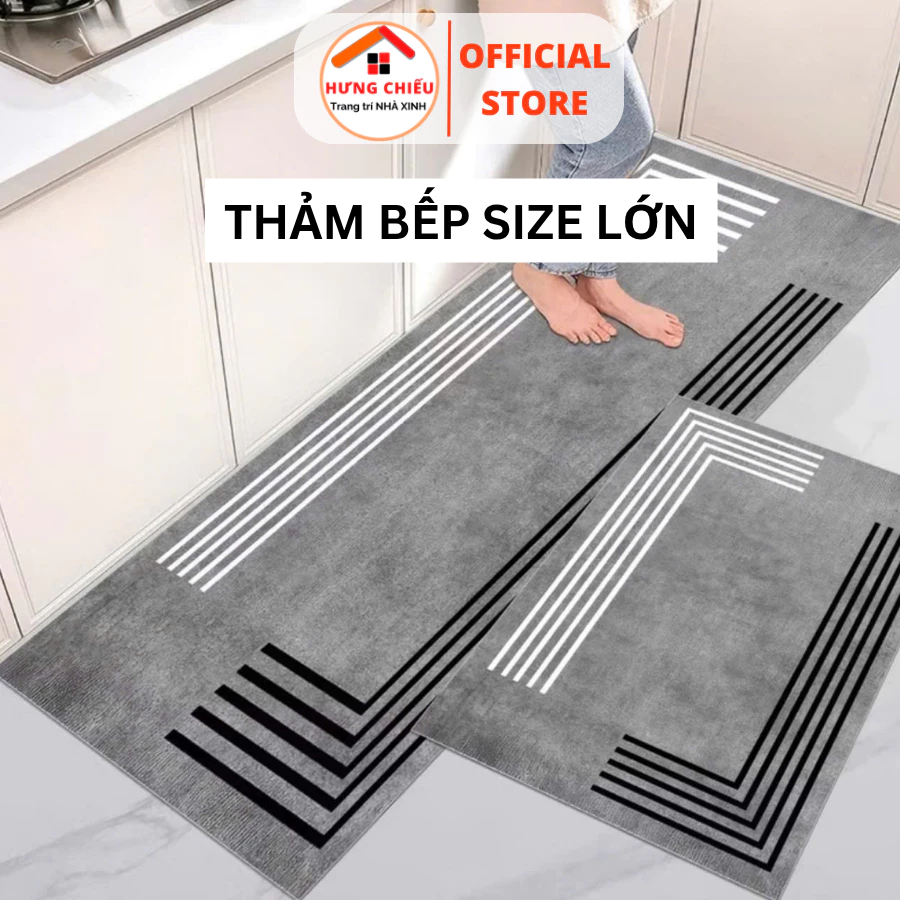 Bộ 2 thảm bếp size lớn trang trí nhà cửa, bếp, phòng ngủ ( 50x70cm +50x150cm) chống trượt ED10