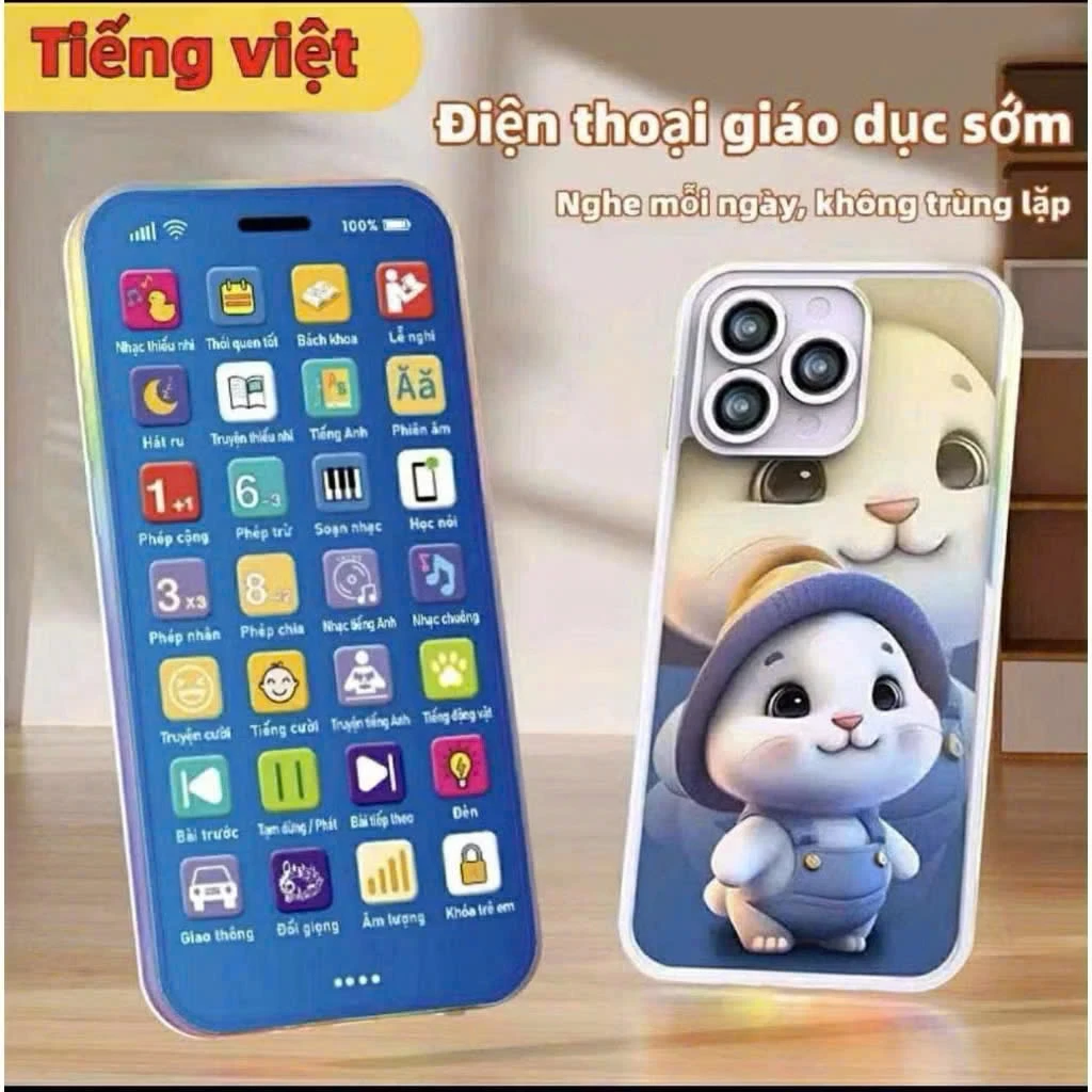 [Sale 50%]  [LOẠI 1 TIẾNG VIỆT] Điện Thoại Đồ Chơi Trẻ Em Cho Bé Có Nhạc, Bài Hát Thiếu Nhi Việt Nam Nhạc Ru Ngủ Happy