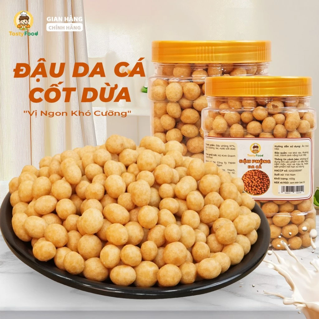 Đậu phộng da cá cốt dừa Tasty Food - Hũ vuông nhỏ 500g