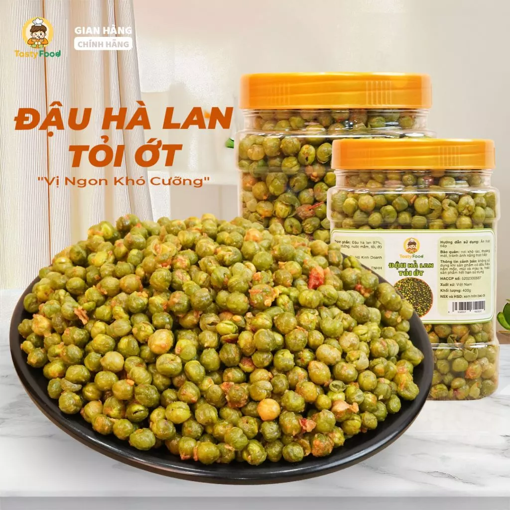 Đậu hà lan tỏi ớt Tatsy Food - Hũ vuông nhỏ 500g
