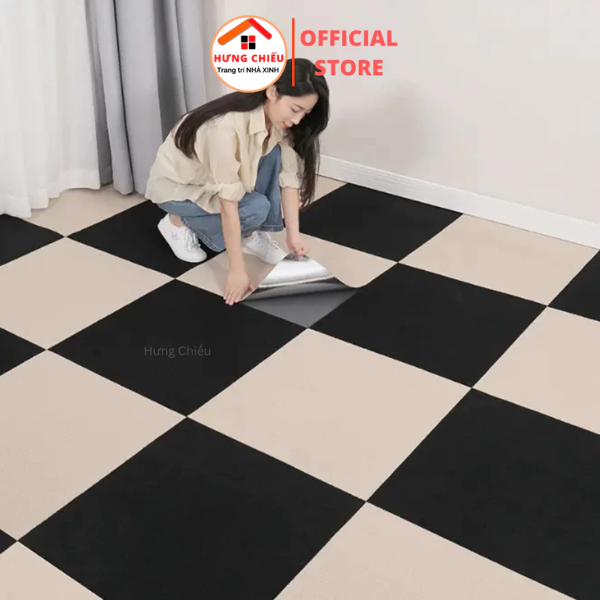 Thảm trải sàn nỉ dày 4mm màu trơn có sẵn keo dính thảm sàn văn phòng loại trơn - Hưng Chiếu ED27