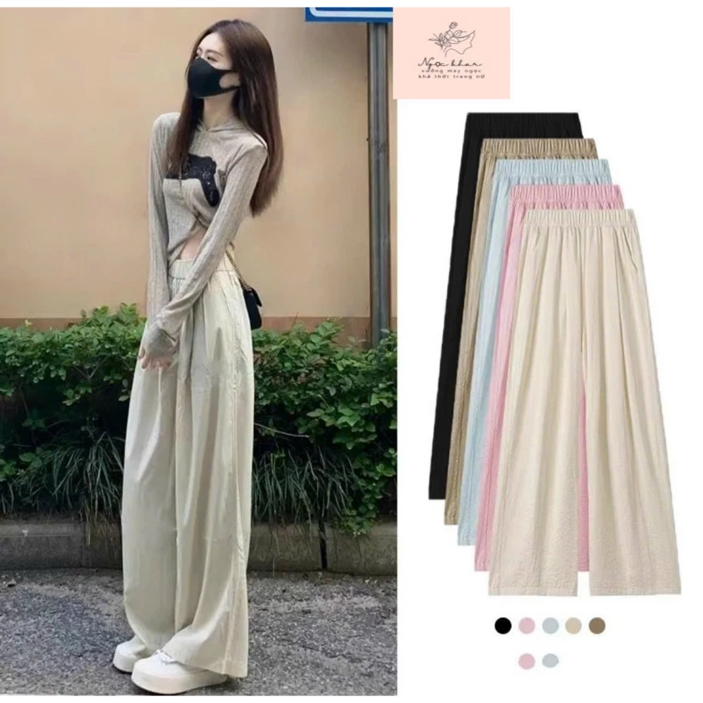 COMBO Quần Ống Rộng Nữ Vải Đũi Nhăn mặc thoải mái dễ chịu , Form Suông Hot Trend