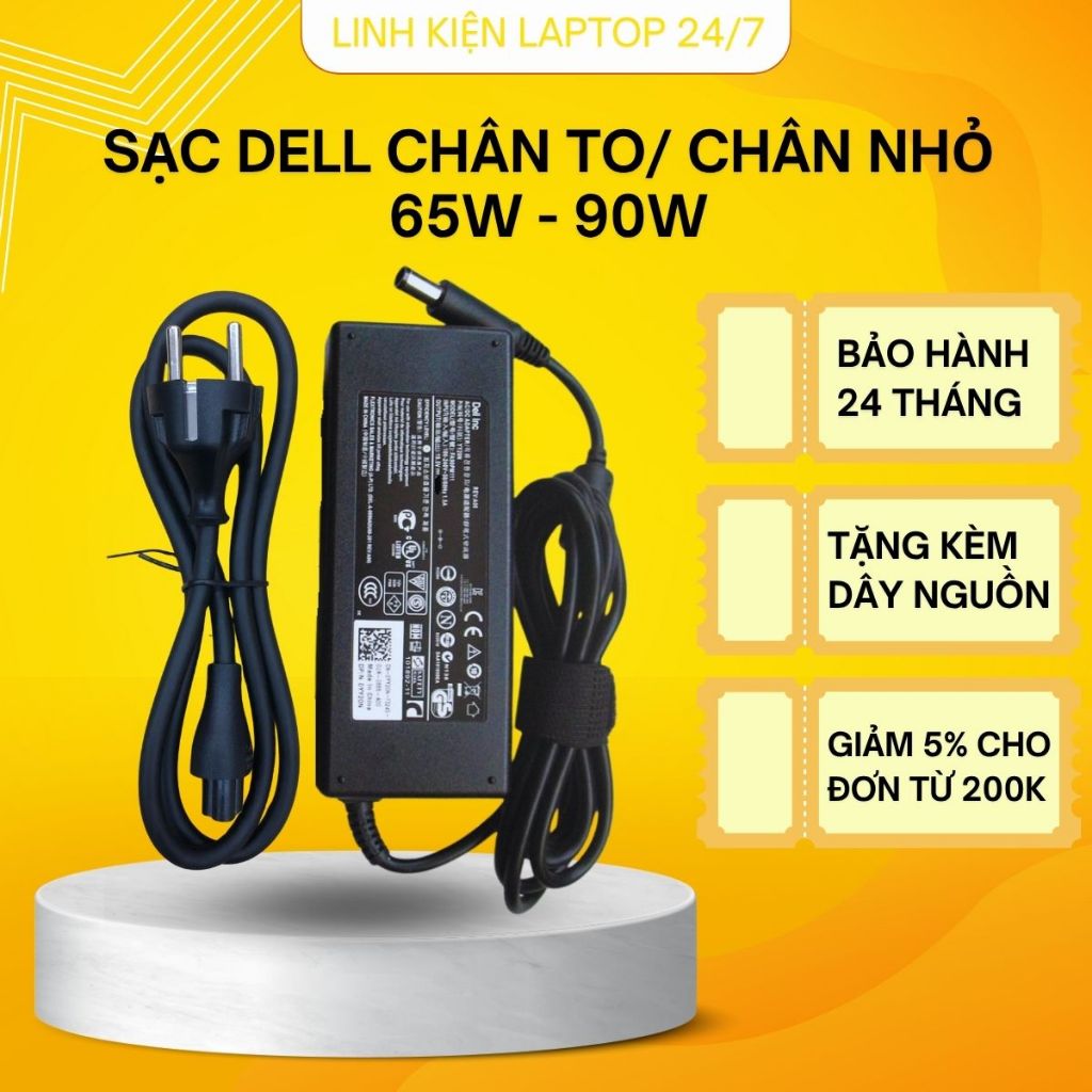 Sạc Dell Chân Kim Nhỏ, Kim To 3.34A 65W - 4.62A 90W - Sạc Laptop Dell Inspiron…