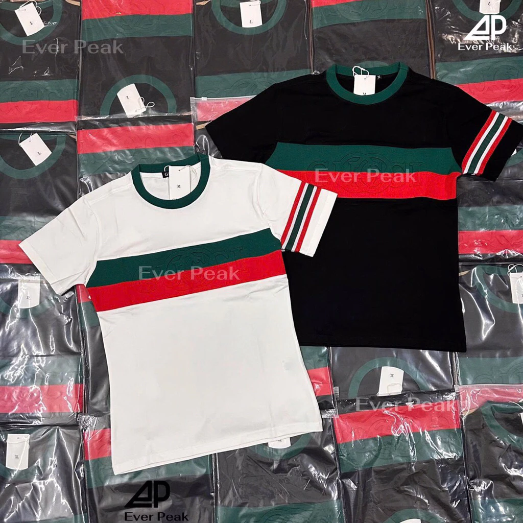 Áo Thun Nam Phối Chữ Guciu Vải Cotton Co Giãn Mềm Mại Thoáng Mát - Hàng Quảng Châu