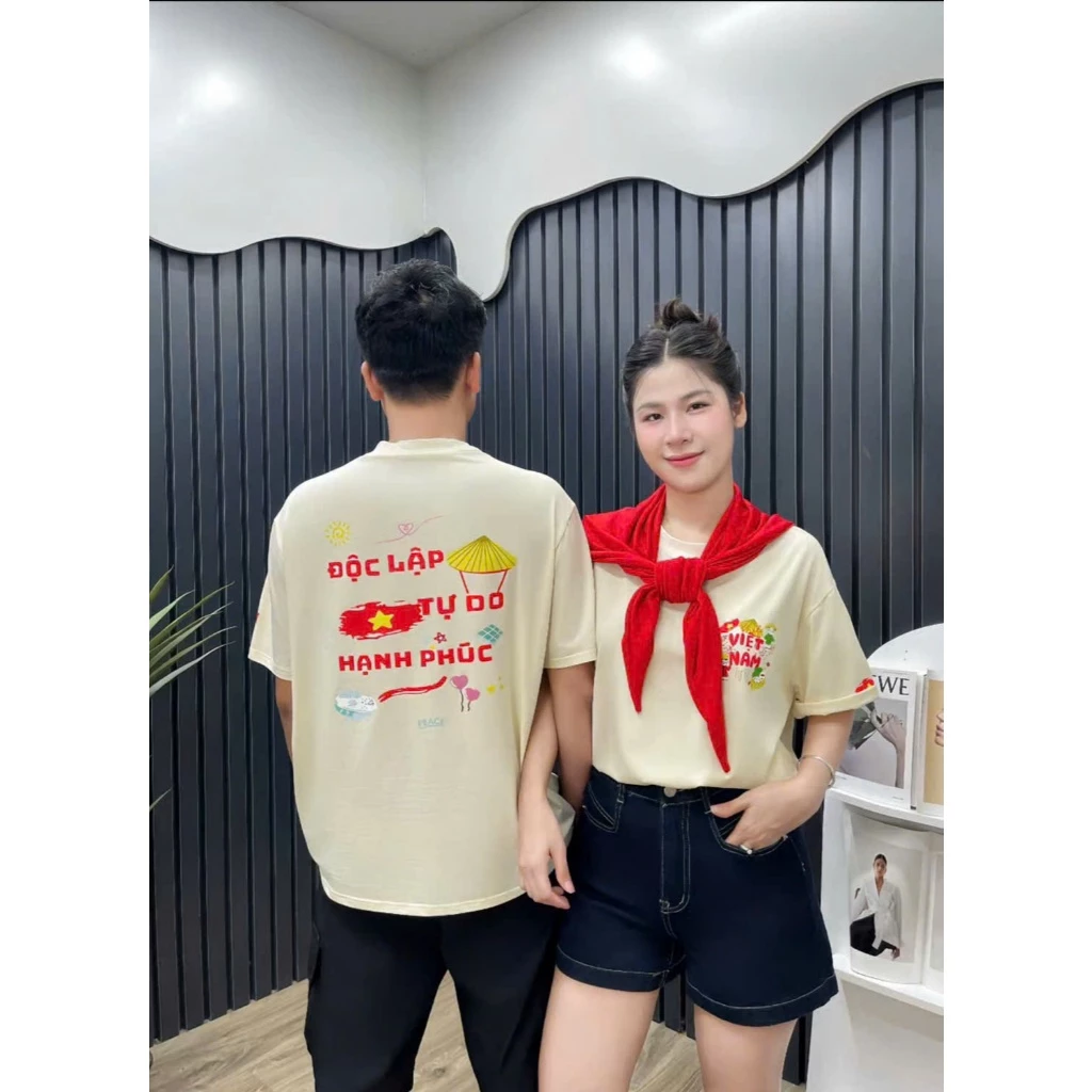 Áo thun yêu nước cho lễ 2 tháng 9  mãu mới nón xinh cực đẹp chát vải xịn thun cotton mềm mịn