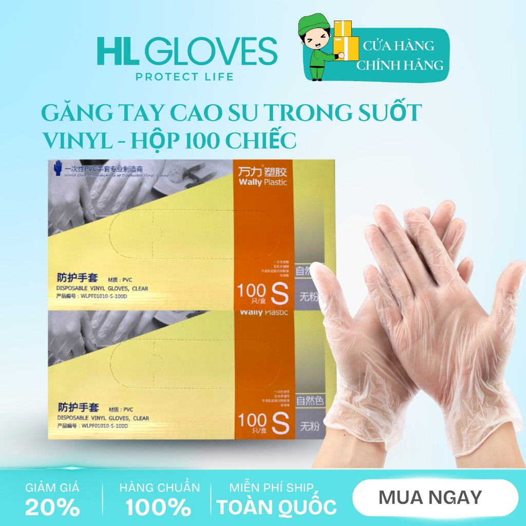 Găng Tay Trong Suốt Vinyl Cao Su Không Bột Dùng Trong Nấu Ăn Chế Biến Thực…