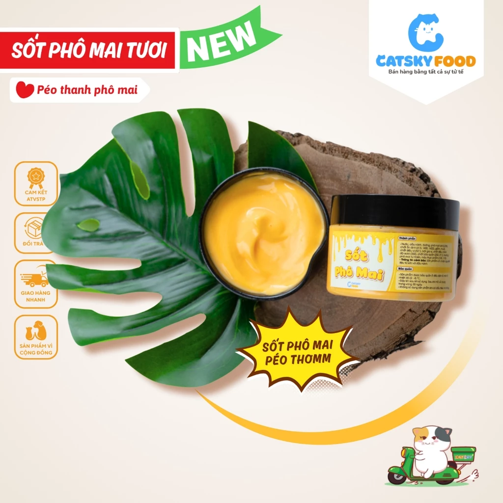 Sốt Phô Mai Catsky Food béo thanh vị phô mai xốt châm ăn kèm bánh tráng phơi sương tiện lợi