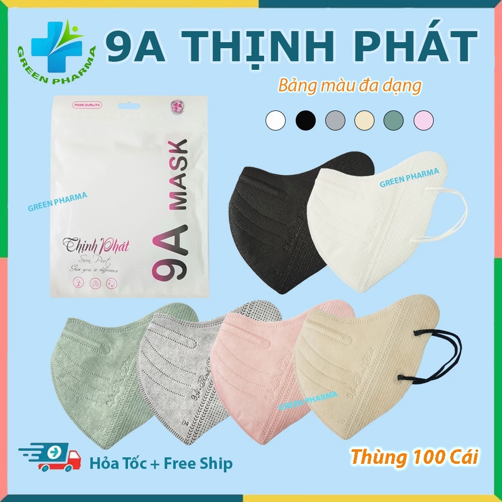 [SET 100 Cái] Khẩu trang 9A THỊNH PHÁT 5 lớp dày chống nắng, tia uv kích thước lớn siêu bảo vệ