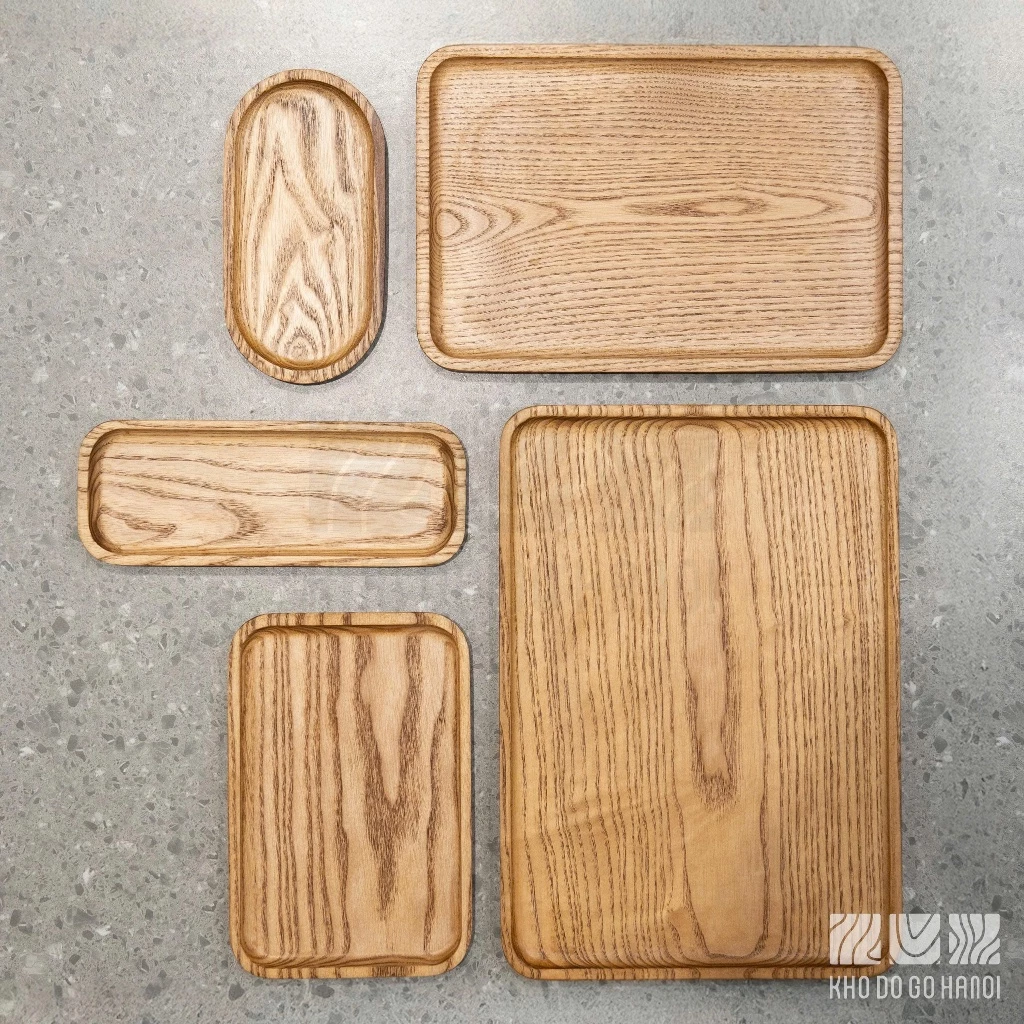 Khay gỗ đựng đồ ăn, decor trang trí đĩa gỗ thớt gỗ chụp ảnh decor kiểu Nhật  - khodogohanoi