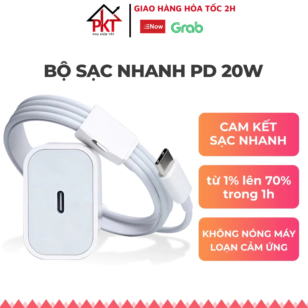 Bộ sạc nhanh ( Củ P.D 2O.W + Dây sạc nhanh Typ.e-C-L ) An Toàn Ổn Định bảo hành 12 tháng TECHTOP