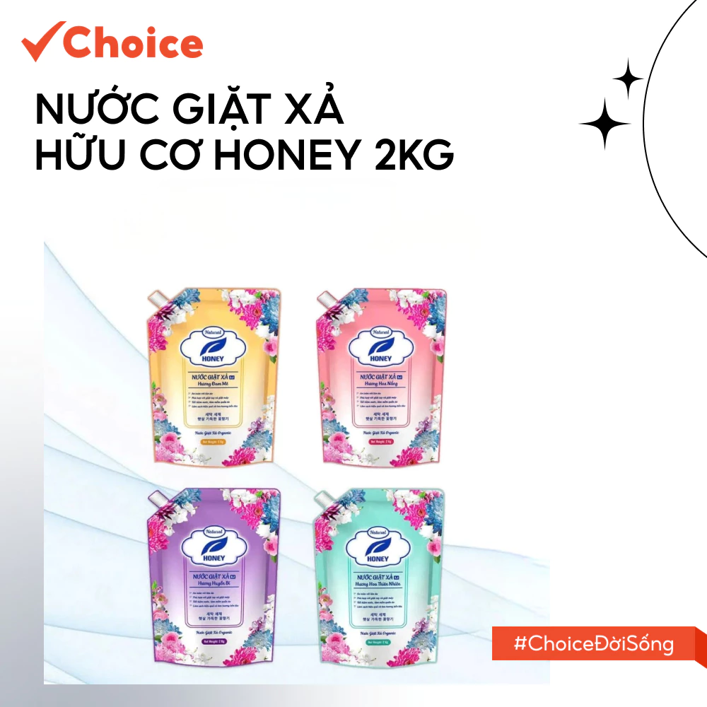 [Choice] Nước Giặt Xả Hữu Cơ Honey MA3-1711-4 Túi 2kg, Sạch Nhanh Chóng, Hương Thơm Bền Lâu