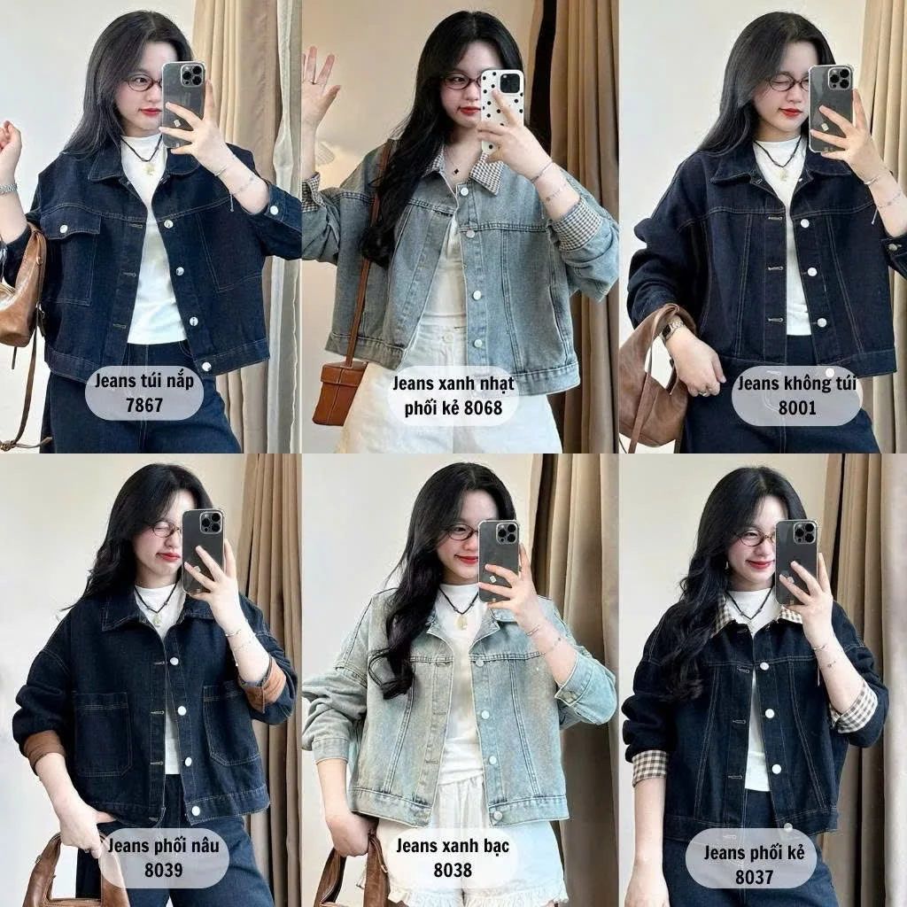 Áo khoác jeans demin nữ dáng lửng phối đồ thu đông năng động cá tính nhiều màu Joolate