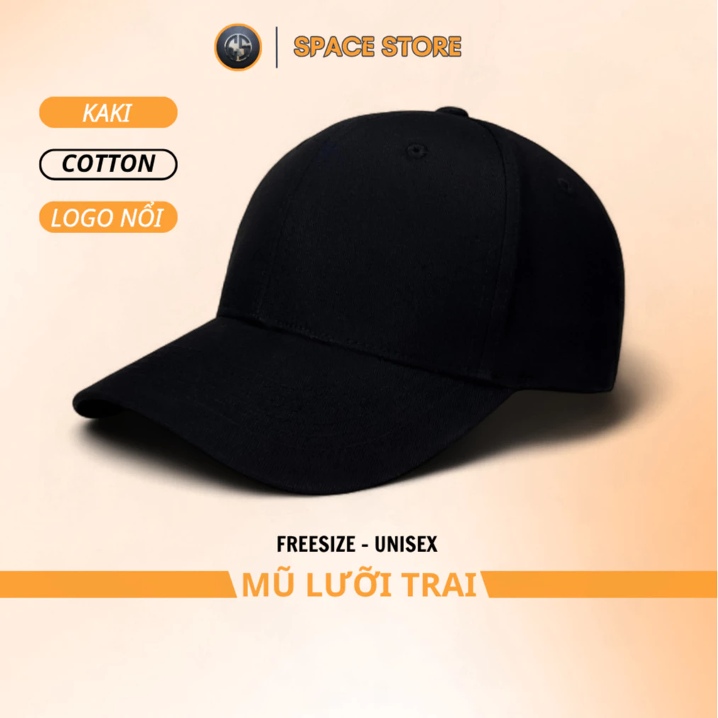 Mũ lưỡi trai đen trơn phong cách đơn giản, nón kết nam nữ màu đen trơn siêu đẹp