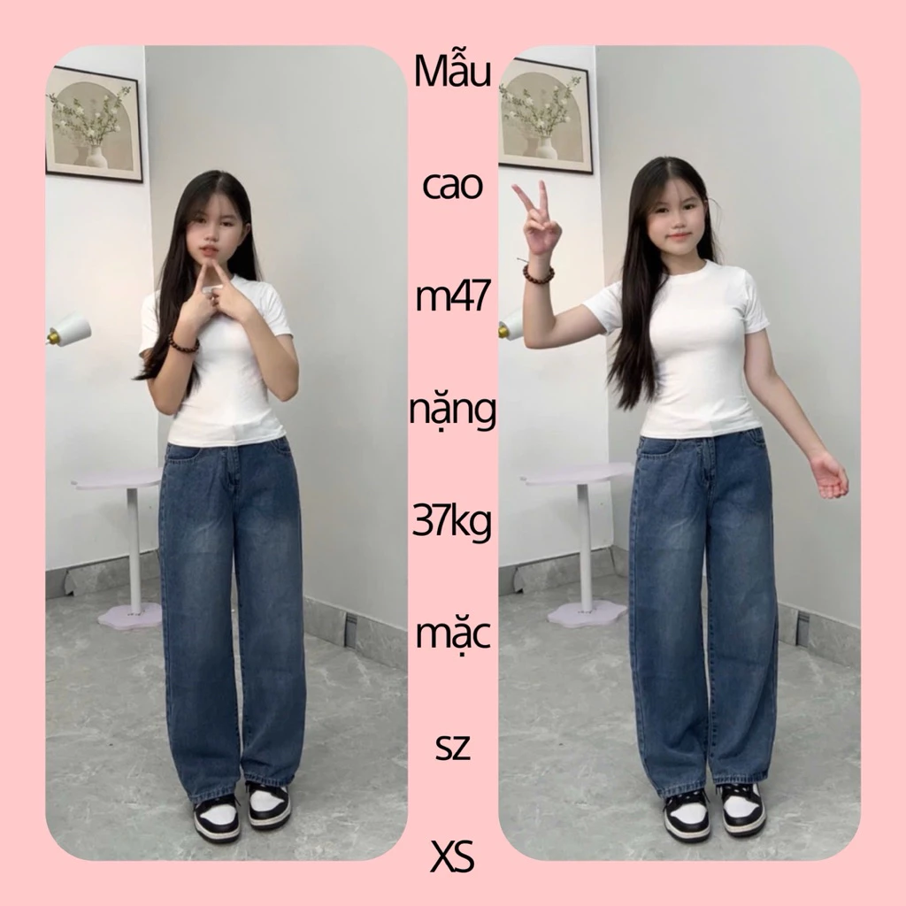 [MẪU MỚI] (SUÔNG NẤM LÙN) QUẦN JEANS NỮ ỐNG SUÔNG MÀU XANH ĐẬM dành cho nấm từ m42 trở lên