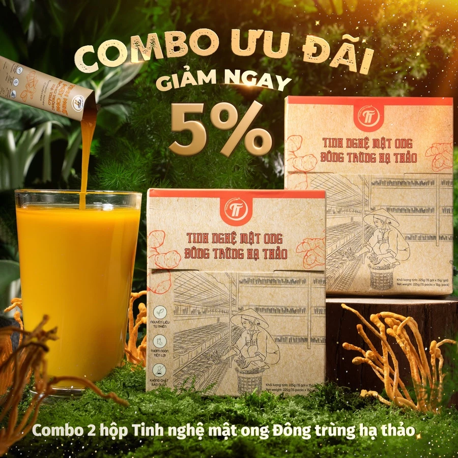 Combo 2 đông trùng hạ thảo tinh nghệ mật ong