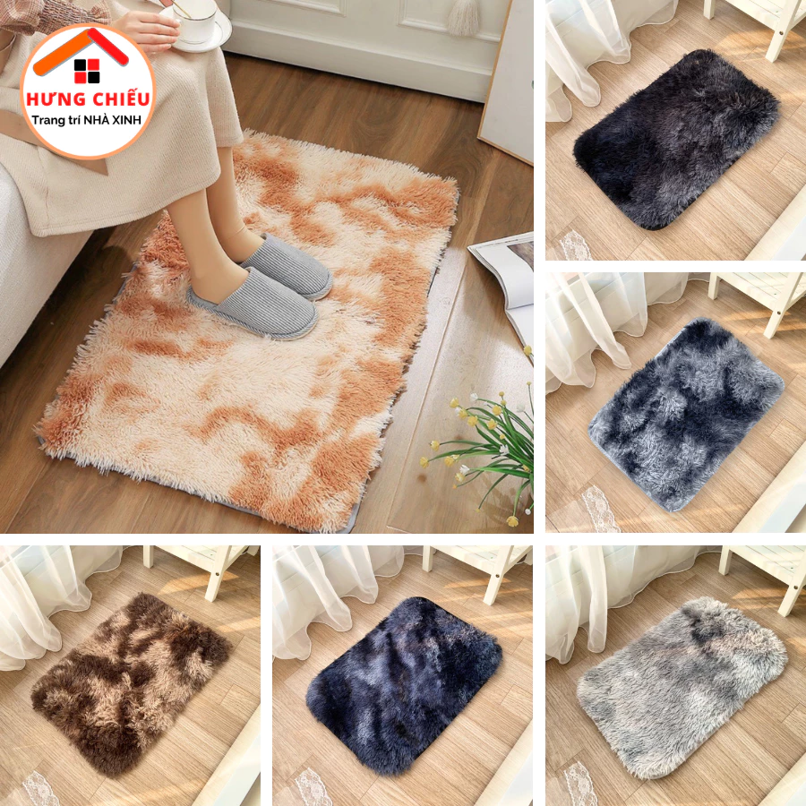 Thảm lau chân nhà bếp lông dài, thảm lông chùi chân lông loang thấm nước (40cm x 60cm) ED25