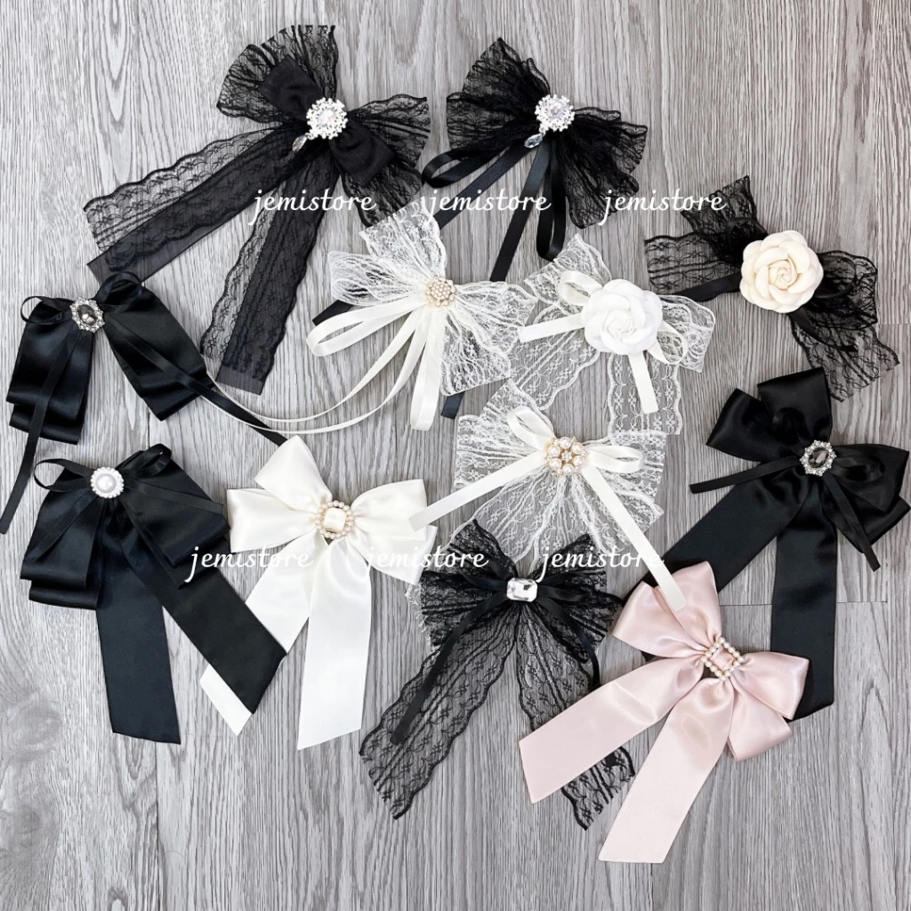Tag nơ cài áo sơ mi, nơ cài cổ áo váy nữ (hình thật)