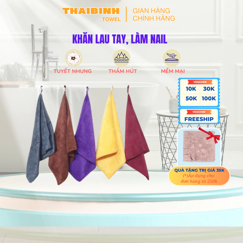 Khăn Lau Tay, Khăn Lau Bếp, Làm Nail Lau Kính Microfiber Siêu Mềm Siêu Thấm Hút 25x25cm hoặc 30x30cm