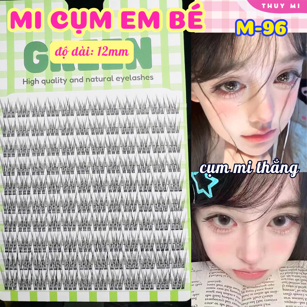 Mi Giả Cụm Em Bé M96 Độ Dài 11mm (Mi Tự Tra Keo) GREEN Thủy Mi