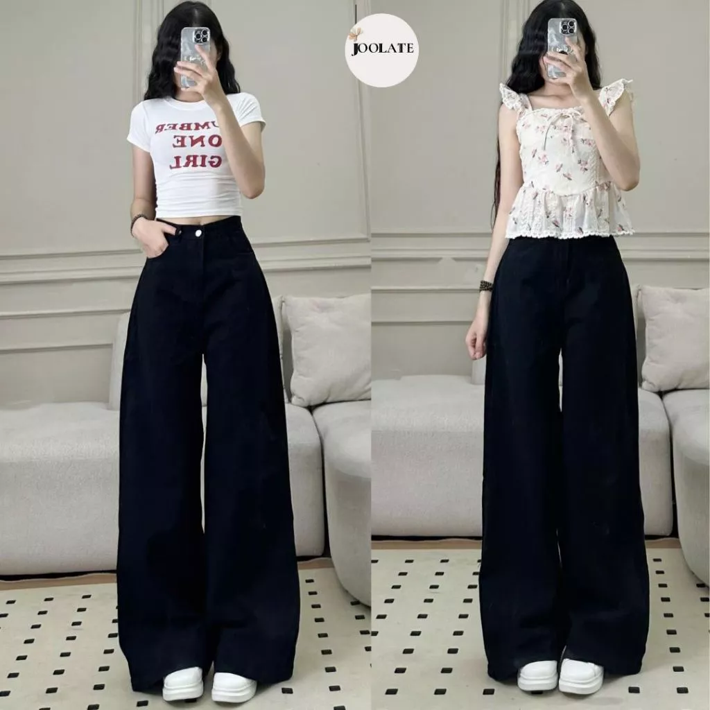 Quần Jeans Ống Rộng Loe Nhẹ Form Rộng Dài Chùm Phủ Chân Joolate Đủ Màu