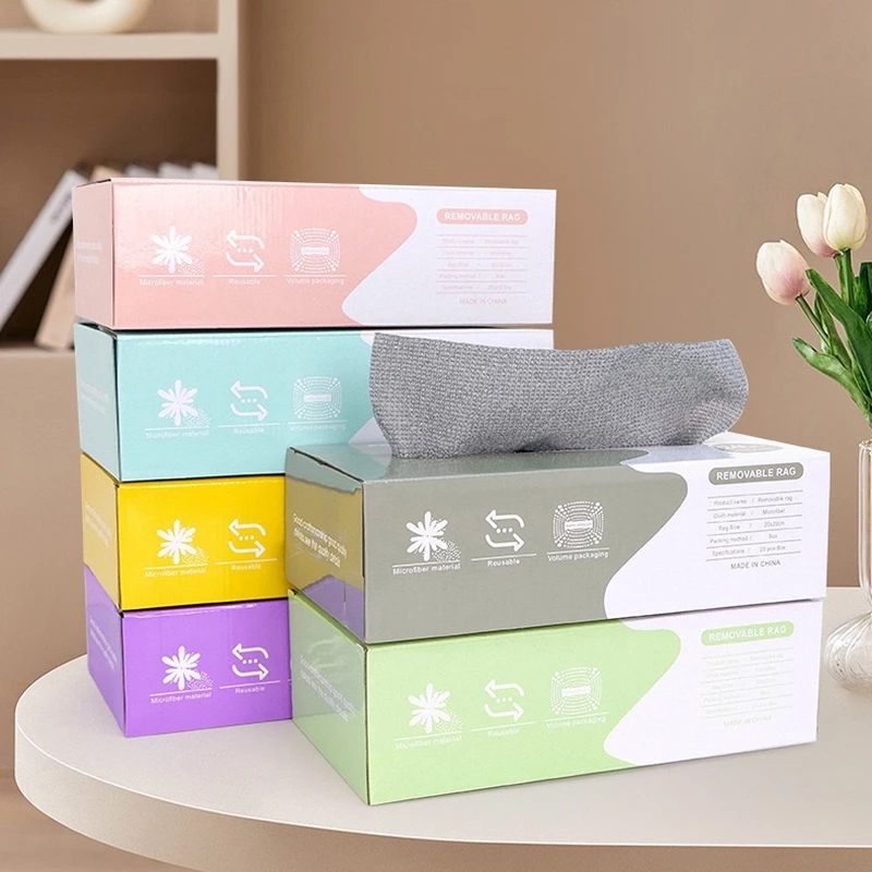 Hộp 20 Khăn Lau Đa Năng, Khăn Lau Bảng, Khăn Vải Lau Bếp, Lau Bát Đĩa Tái Sử Dụng Siêu Thấm Hút